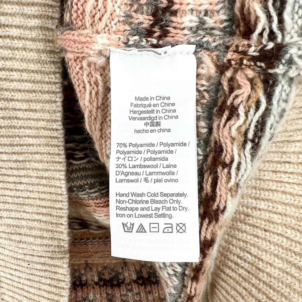 J CREW Fair Isle Cropped Crewneck Sweater Womens XS Cream Gray Brown Wool Blend - Picture 12 of 14